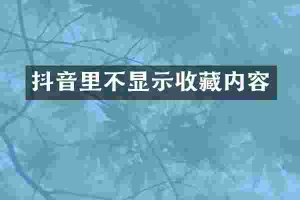 抖音里不显示收藏内容