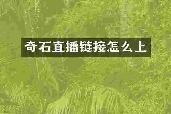 奇石直播链接怎么上