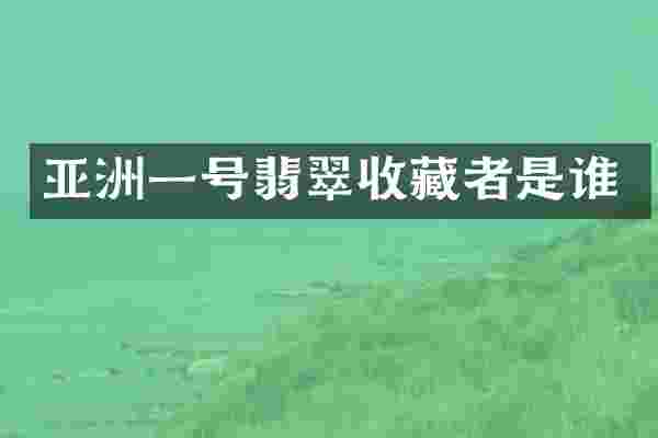 亚洲一号翡翠收藏者是谁