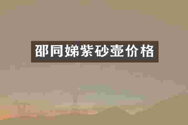 邵同娣紫砂壶价格