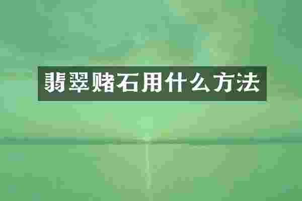 翡翠赌石用什么方法