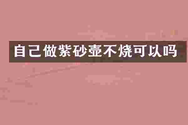 自己做紫砂壶不烧可以吗