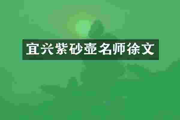 宜兴紫砂壶名师徐文