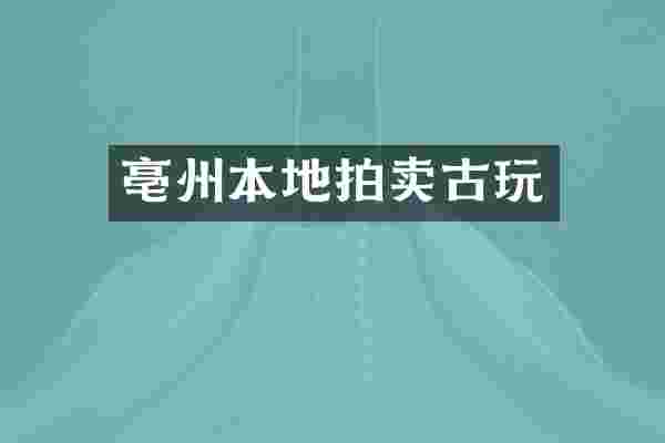 亳州本地拍卖古玩