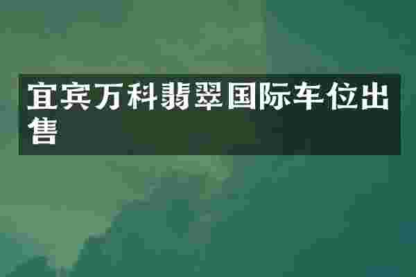 宜宾万科翡翠国际车位出售