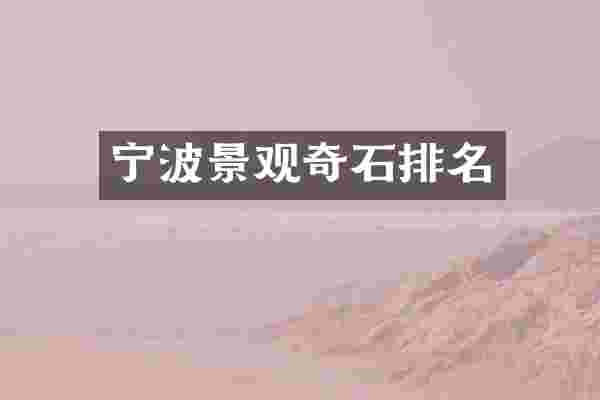 宁波景观奇石排名
