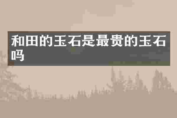 和田的玉石是最贵的玉石吗
