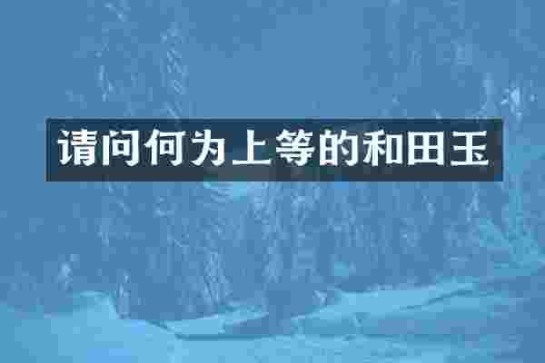 请问何为上等的和田玉