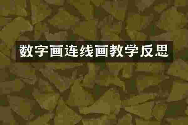 数字画连线画教学反思