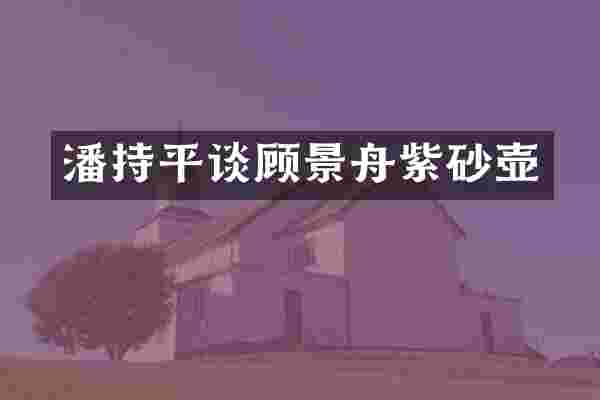 潘持平谈顾景舟紫砂壶