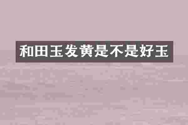 和田玉发黄是不是好玉