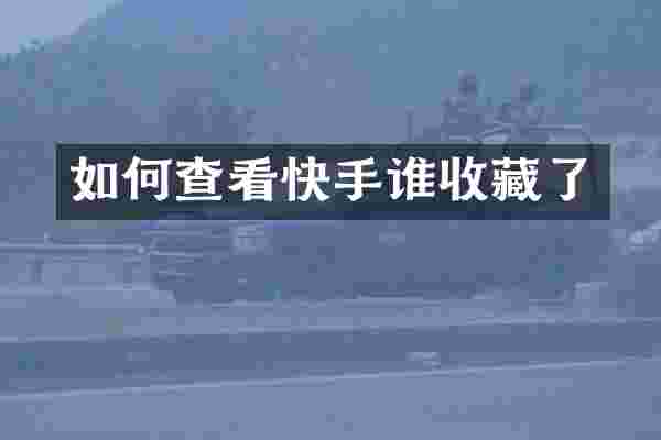 如何查看快手谁收藏了