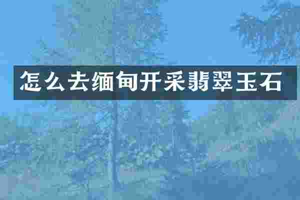 怎么去缅甸开采翡翠玉石