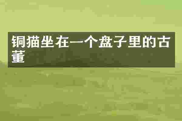 铜猫坐在一个盘子里的古董