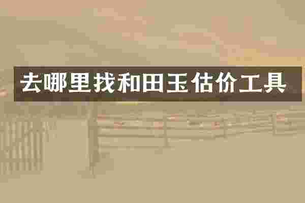 去哪里找和田玉估价工具