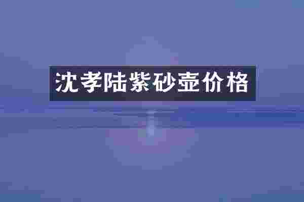 沈孝陆紫砂壶价格