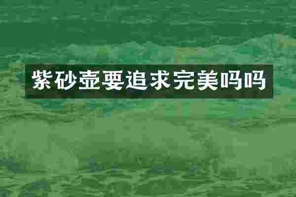 紫砂壶要追求完美吗吗