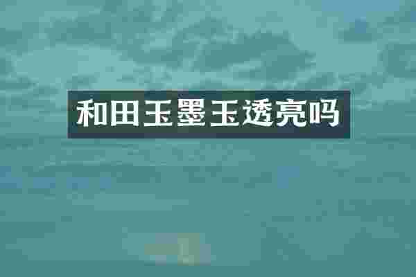 和田玉墨玉透亮吗