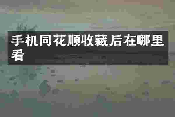 手机同花顺收藏后在哪里看