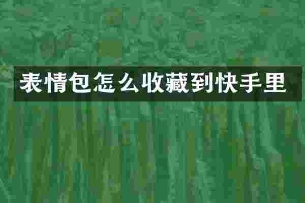 表情包怎么收藏到快手里