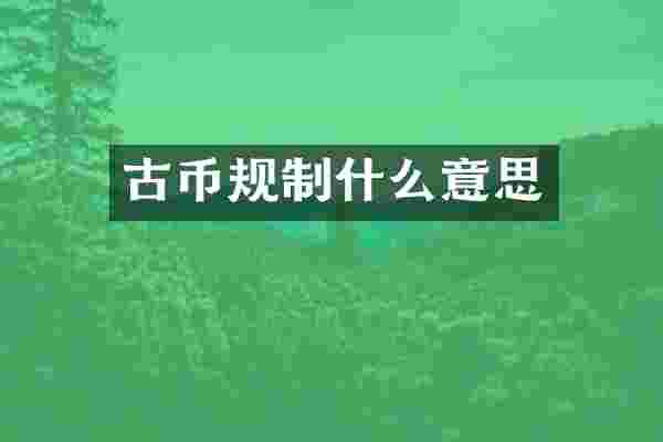 古币规制什么意思