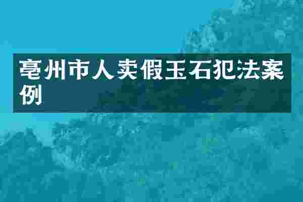 亳州市人卖假玉石犯法案例