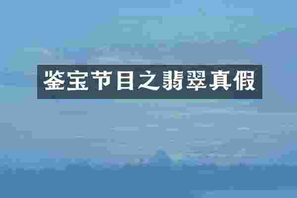 鉴宝节目之翡翠真假