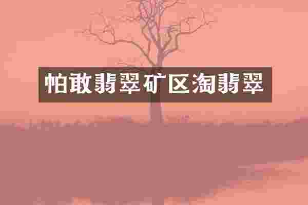 帕敢翡翠矿区淘翡翠