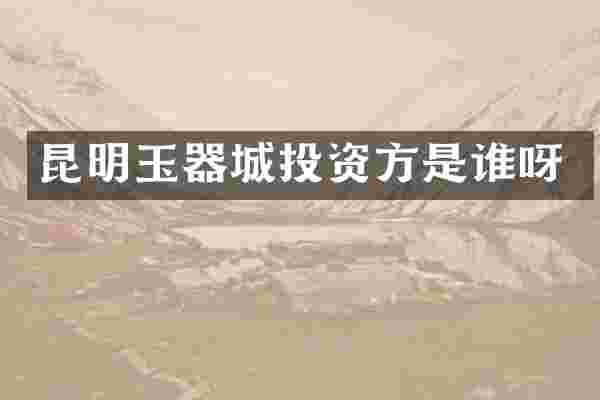 昆明玉器城投资方是谁呀