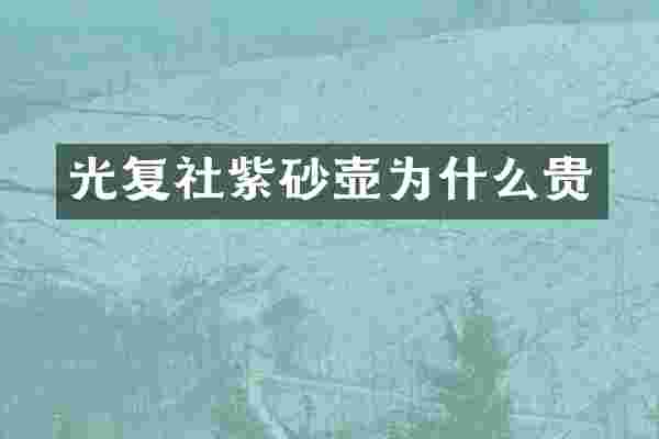 光复社紫砂壶为什么贵