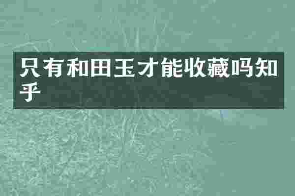 只有和田玉才能收藏吗知乎