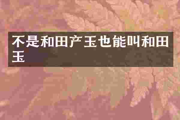 不是和田产玉也能叫和田玉