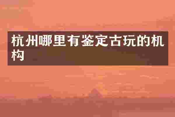 杭州哪里有鉴定古玩的机构