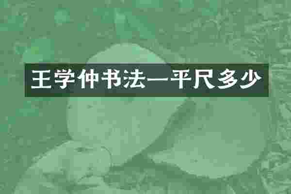 王学仲书法一平尺多少