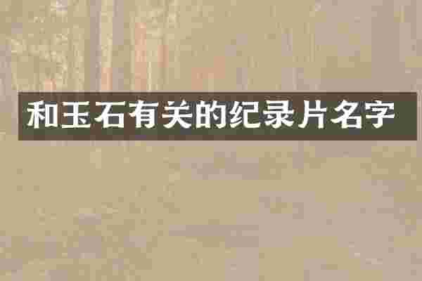 和玉石有关的纪录片名字