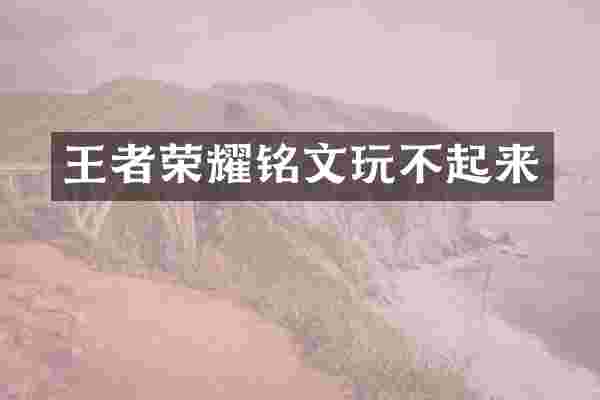 王者荣耀铭文玩不起来