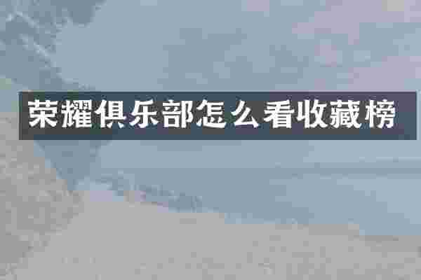 荣耀俱乐部怎么看收藏榜