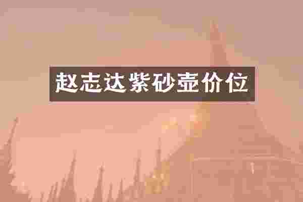 赵志达紫砂壶价位