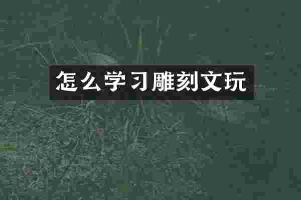 怎么学习雕刻文玩