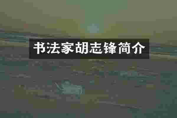 书法家胡志锋简介