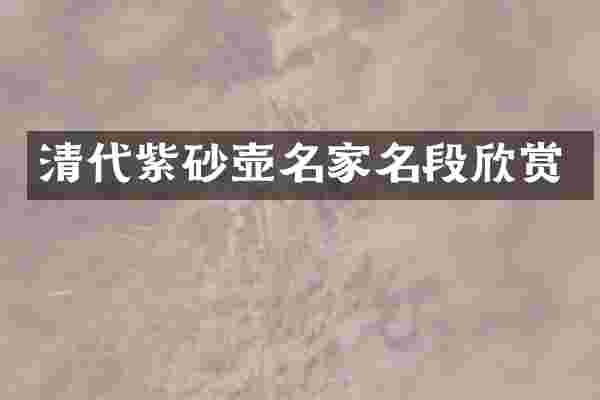 清代紫砂壶名家名段欣赏