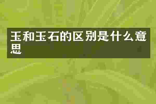 玉和玉石的区别是什么意思