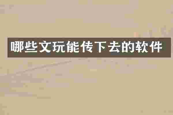 哪些文玩能传下去的软件