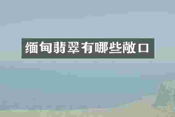 缅甸翡翠有哪些敞口