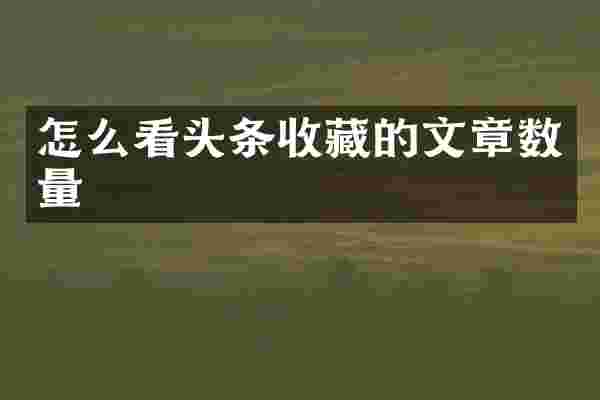 怎么看头条收藏的文章数量