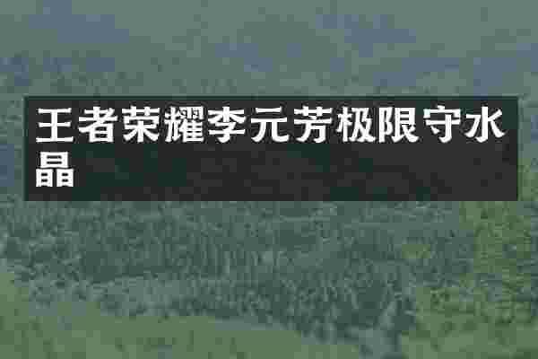 王者荣耀李元芳极限守水晶