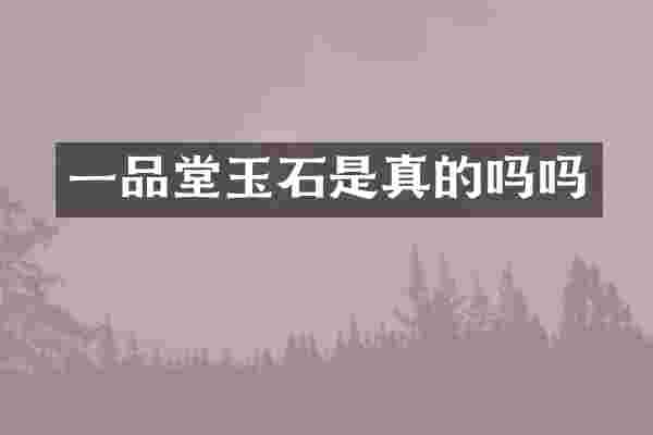 一品堂玉石是真的吗吗