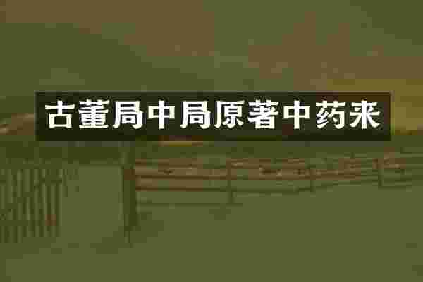 古董局中局原著中药来