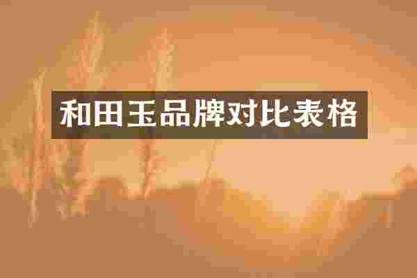 和田玉品牌对比表格
