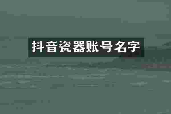 抖音瓷器账号名字